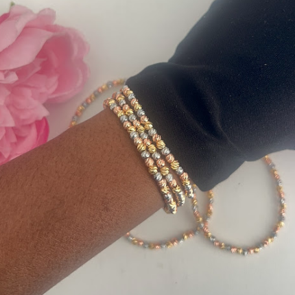 3 tones diamond cut bracelet (Set of 3)