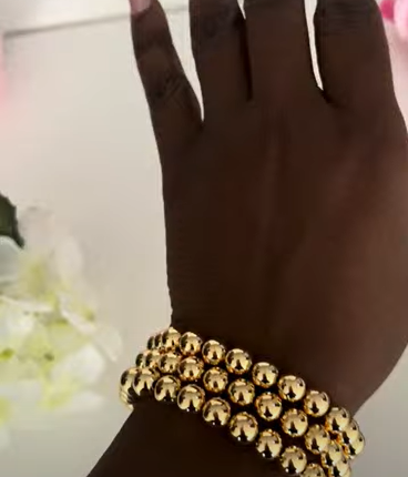 Gold plated balls bracelet (Set of 3, Bigger size)