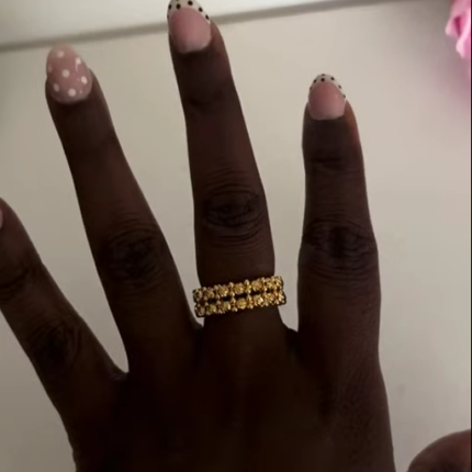Gold plated diamond cut adjustable ring