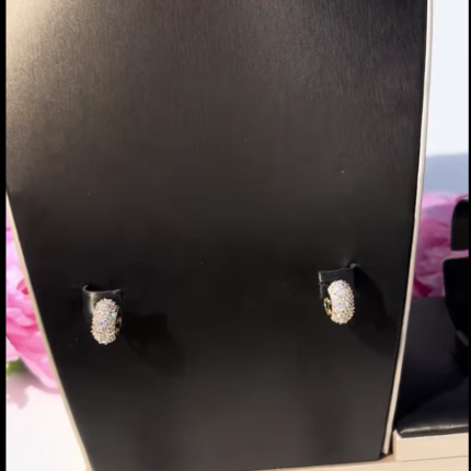 Gold plated sleeper earrings with zircon stones