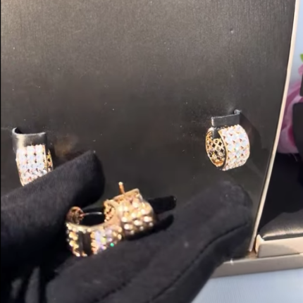 Gold plated sleeper earrings with zircon stones