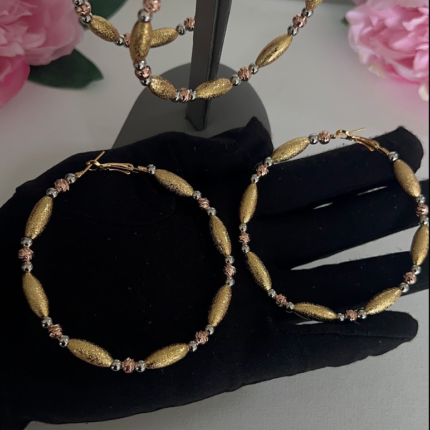 3 tones bold lightweight hoop earrings