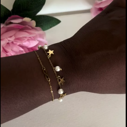 Gold plated 2-layered charm bracelet